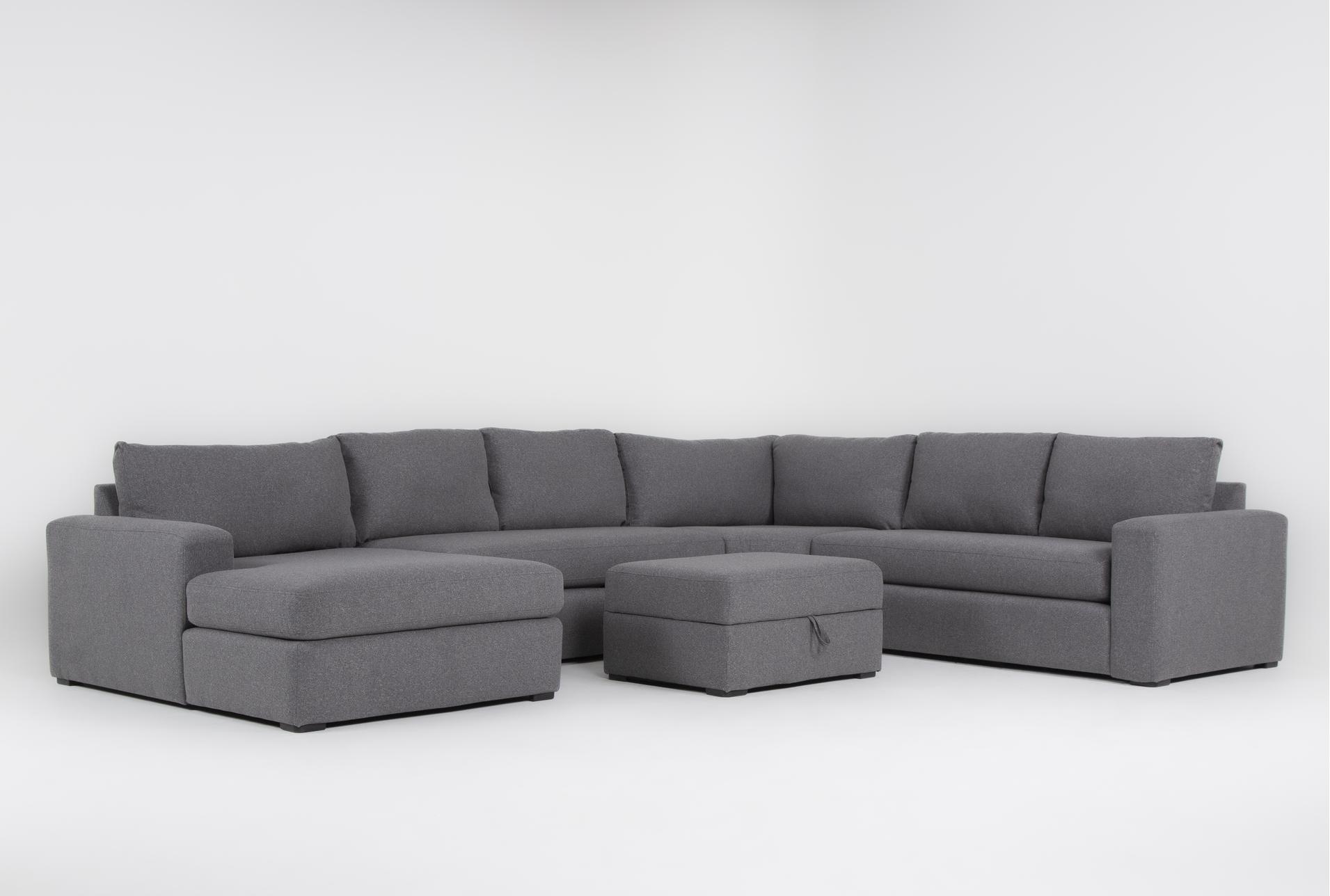isabella ii charcoal 157" 4 piece sectional with left arm facing chaise wedge corner & ottoman 1 isabella ii charcoal 157" 4 piece sectional with left arm facing chaise wedge corner & ottoman