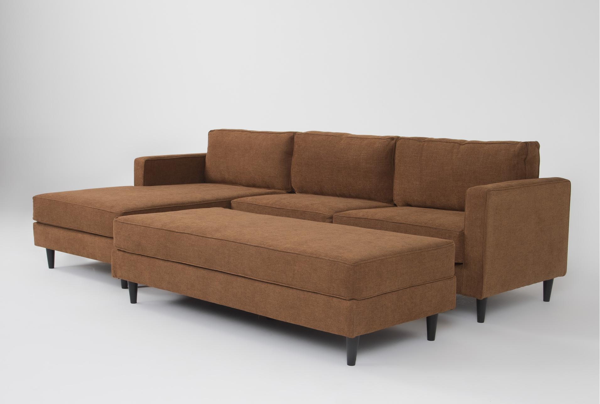 calais iii rust 113" 2 piece sectional with left arm facing chaise & cocktail ottoman 1 calais iii rust 113" 2 piece sectional with left arm facing chaise & cocktail ottoman