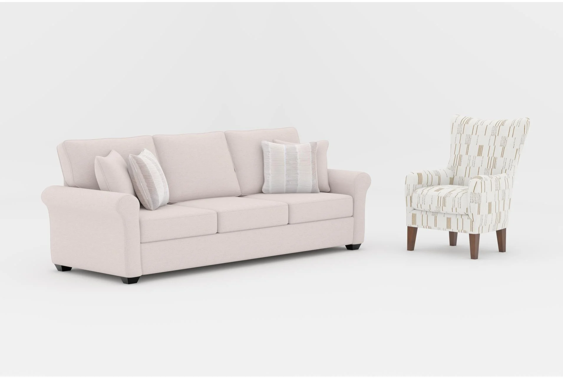 amora sand beige fabric 86" sofa|camille white fabric modern wingback arm chair with dark walnut finish 1 amora sand beige fabric 86" sofa|camille white fabric modern wingback arm chair with dark walnut finish