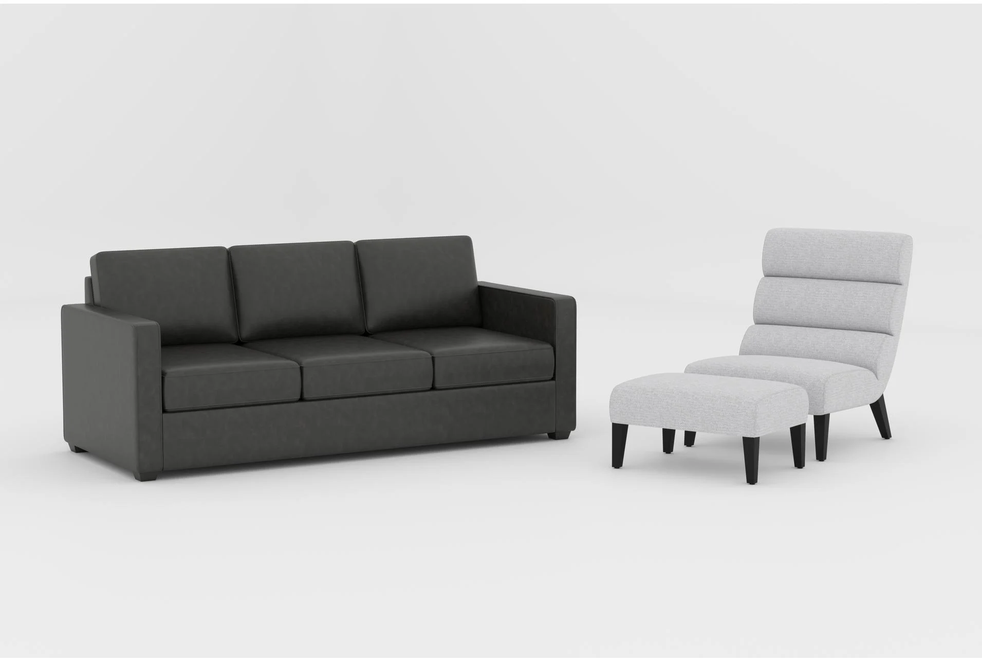 mathers grey brown vegan faux leather 91" sofa|lucca white fabric linen accent chair & ottoman 1 mathers grey brown vegan faux leather 91" sofa|lucca white fabric linen accent chair & ottoman