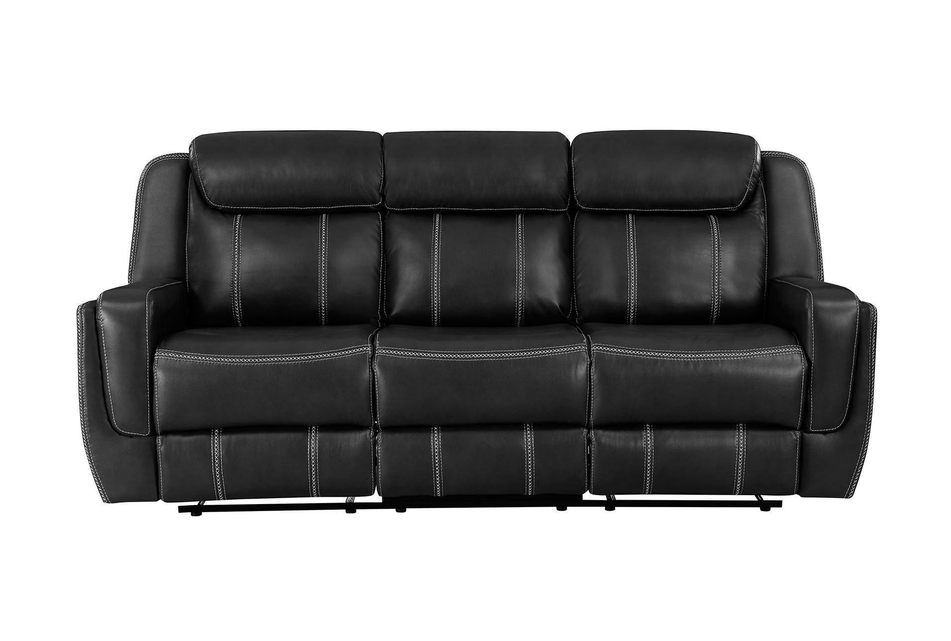 vanguard black faux leather 86" manual reclining sofa with drop down table & usb | exterior pull 12 vanguard black faux leather 86" manual reclining sofa with drop down table & usb | exterior pull