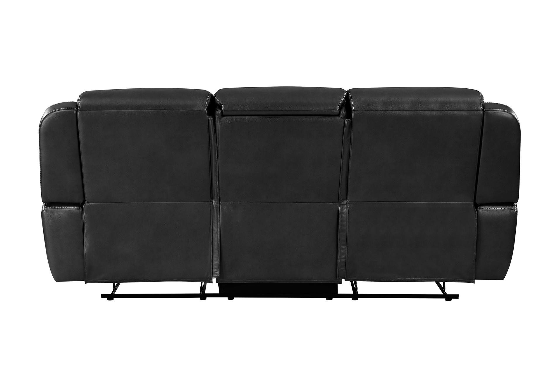vanguard black faux leather 86" manual reclining sofa with drop down table & usb | exterior pull 13 vanguard black faux leather 86" manual reclining sofa with drop down table & usb | exterior pull