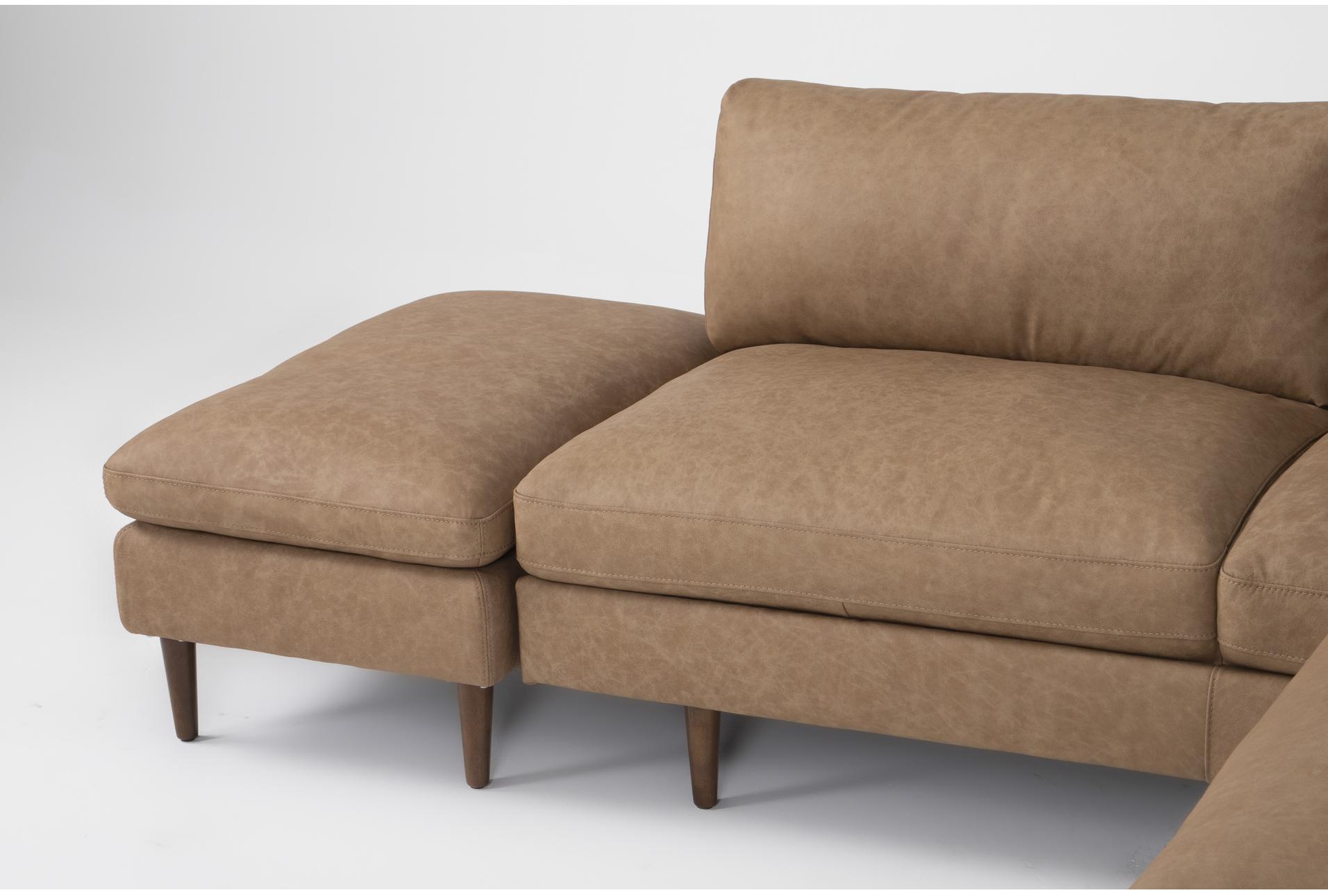 ewan caramel leather 3 piece sectional with left arm facing bumper chaise 10 ewan caramel leather 3 piece sectional with left arm facing bumper chaise