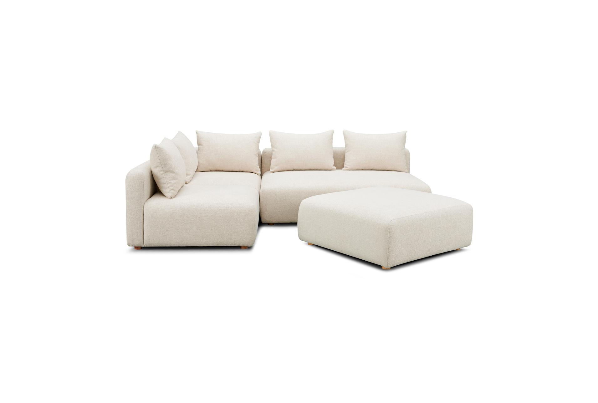 hangover cream heavy textured fabric 4-piece modular chaise sectional 1 hangover cream heavy textured fabric 4-piece modular chaise sectional
