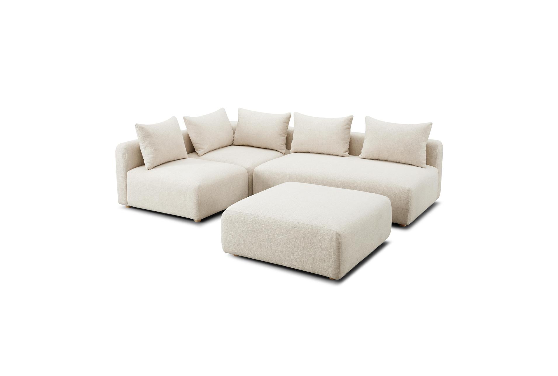 hangover cream heavy textured fabric 4-piece modular chaise sectional 7 hangover cream heavy textured fabric 4-piece modular chaise sectional