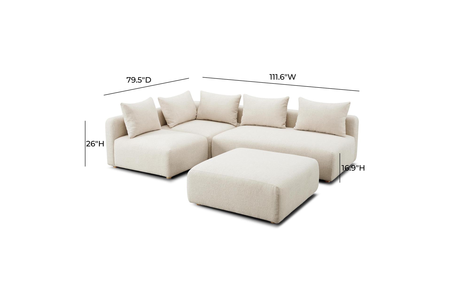 hangover cream heavy textured fabric 4-piece modular chaise sectional 10 hangover cream heavy textured fabric 4-piece modular chaise sectional