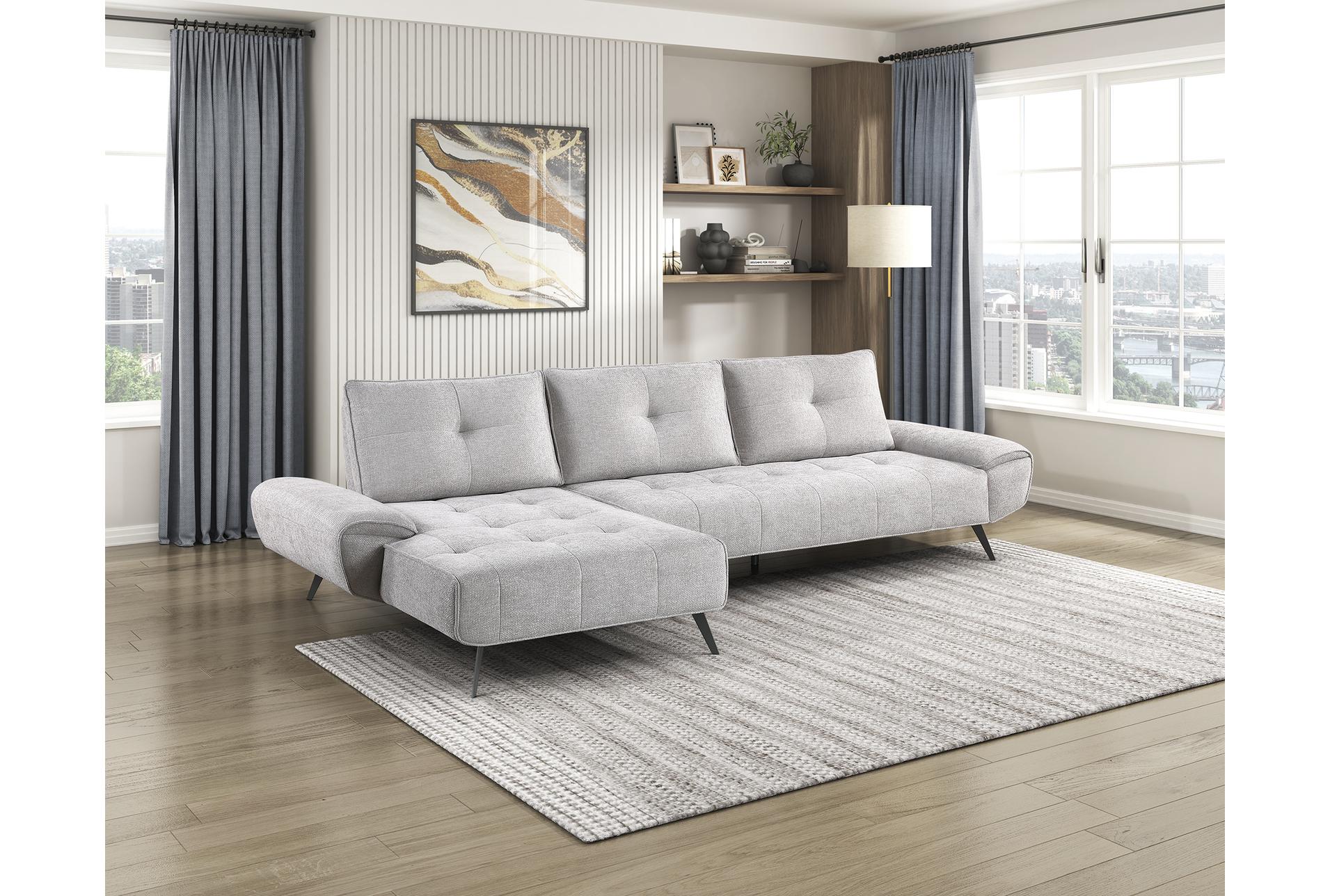 vortex light grey 2-piece sectional with left chaise and dual-position backs for adjustable seat depth 24 vortex light grey 2-piece sectional with left chaise and dual-position backs for adjustable seat depth
