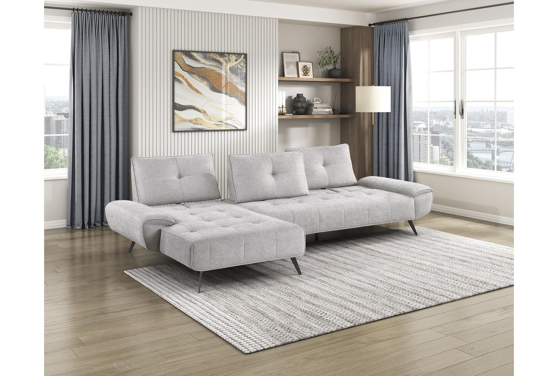 vortex light grey 2-piece sectional with left chaise and dual-position backs for adjustable seat depth 25 vortex light grey 2-piece sectional with left chaise and dual-position backs for adjustable seat depth