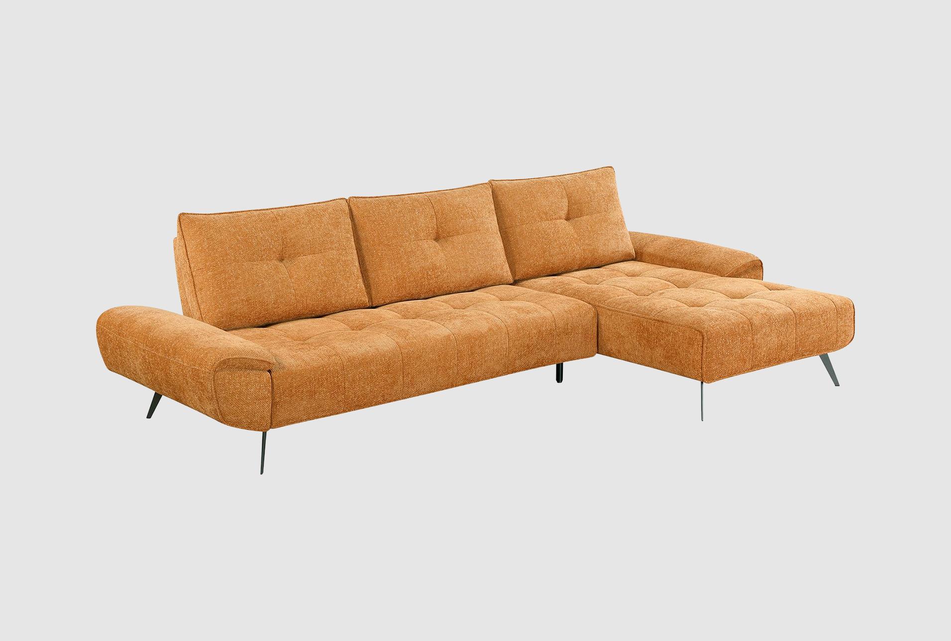 vortex orange 2-piece sectional with right chaise and dual-position backs for adjustable seat depth 1 vortex orange 2-piece sectional with right chaise and dual-position backs for adjustable seat depth