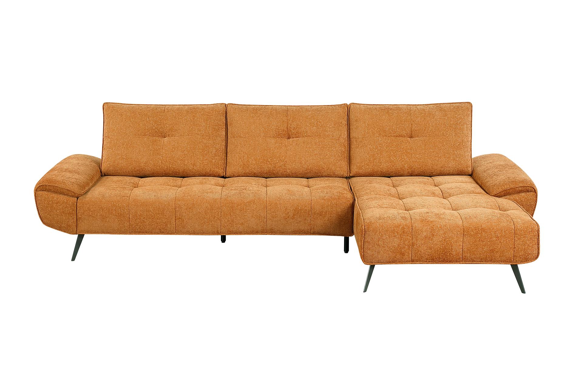 vortex orange 2-piece sectional with right chaise and dual-position backs for adjustable seat depth 15 vortex orange 2-piece sectional with right chaise and dual-position backs for adjustable seat depth