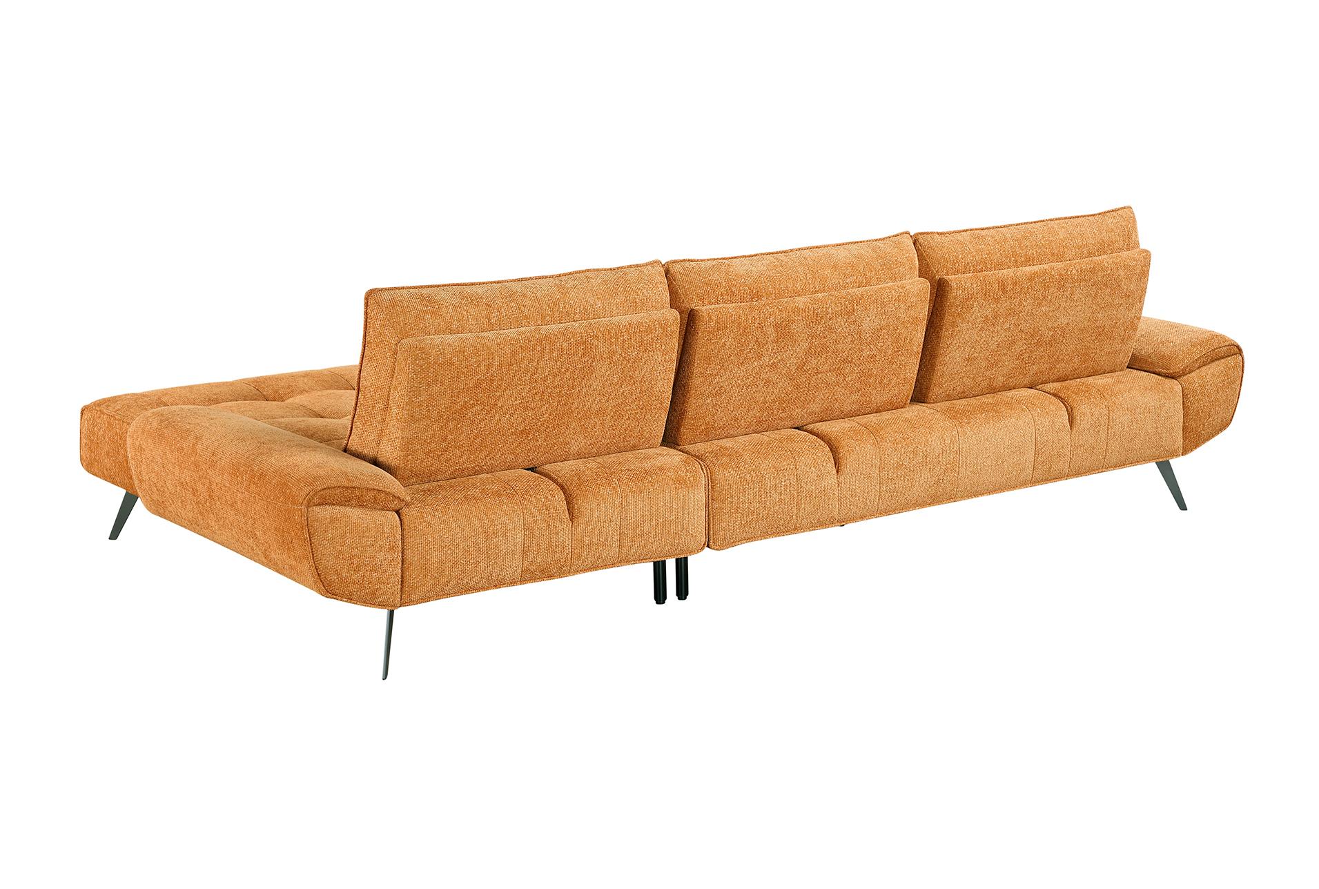vortex orange 2-piece sectional with right chaise and dual-position backs for adjustable seat depth 17 vortex orange 2-piece sectional with right chaise and dual-position backs for adjustable seat depth
