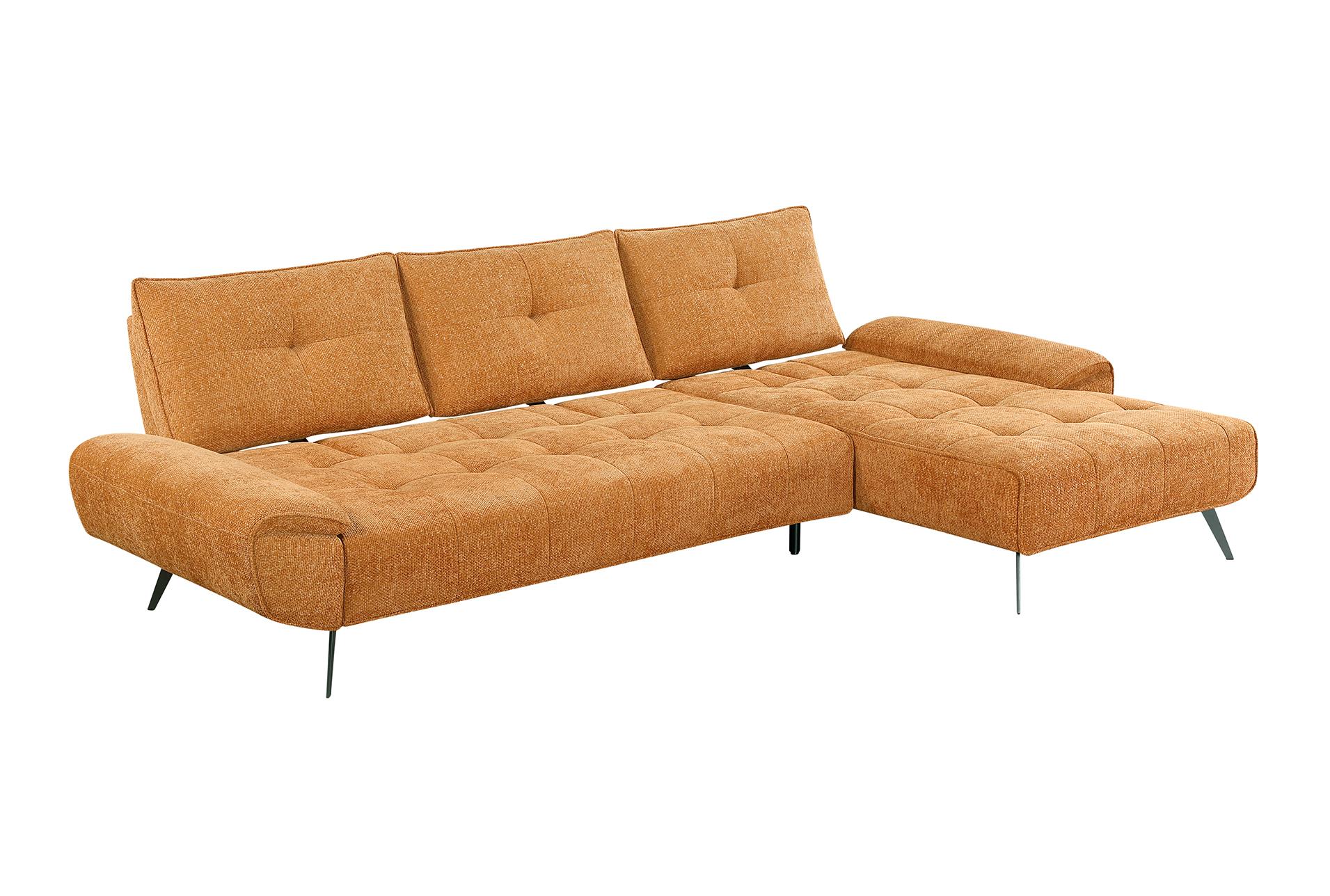 vortex orange 2-piece sectional with right chaise and dual-position backs for adjustable seat depth 18 vortex orange 2-piece sectional with right chaise and dual-position backs for adjustable seat depth