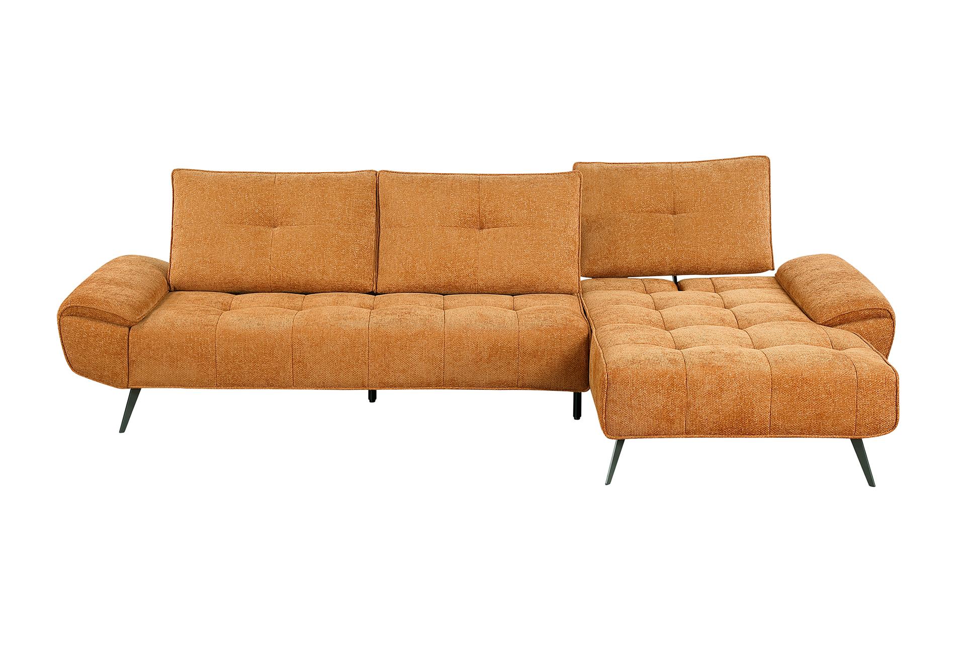 vortex orange 2-piece sectional with right chaise and dual-position backs for adjustable seat depth 19 vortex orange 2-piece sectional with right chaise and dual-position backs for adjustable seat depth