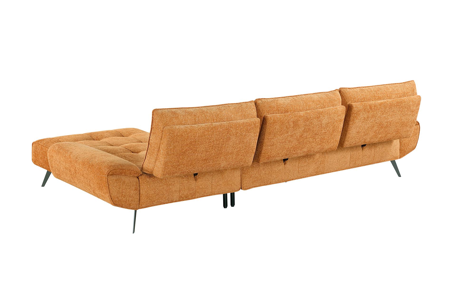 vortex orange 2-piece sectional with right chaise and dual-position backs for adjustable seat depth 21 vortex orange 2-piece sectional with right chaise and dual-position backs for adjustable seat depth