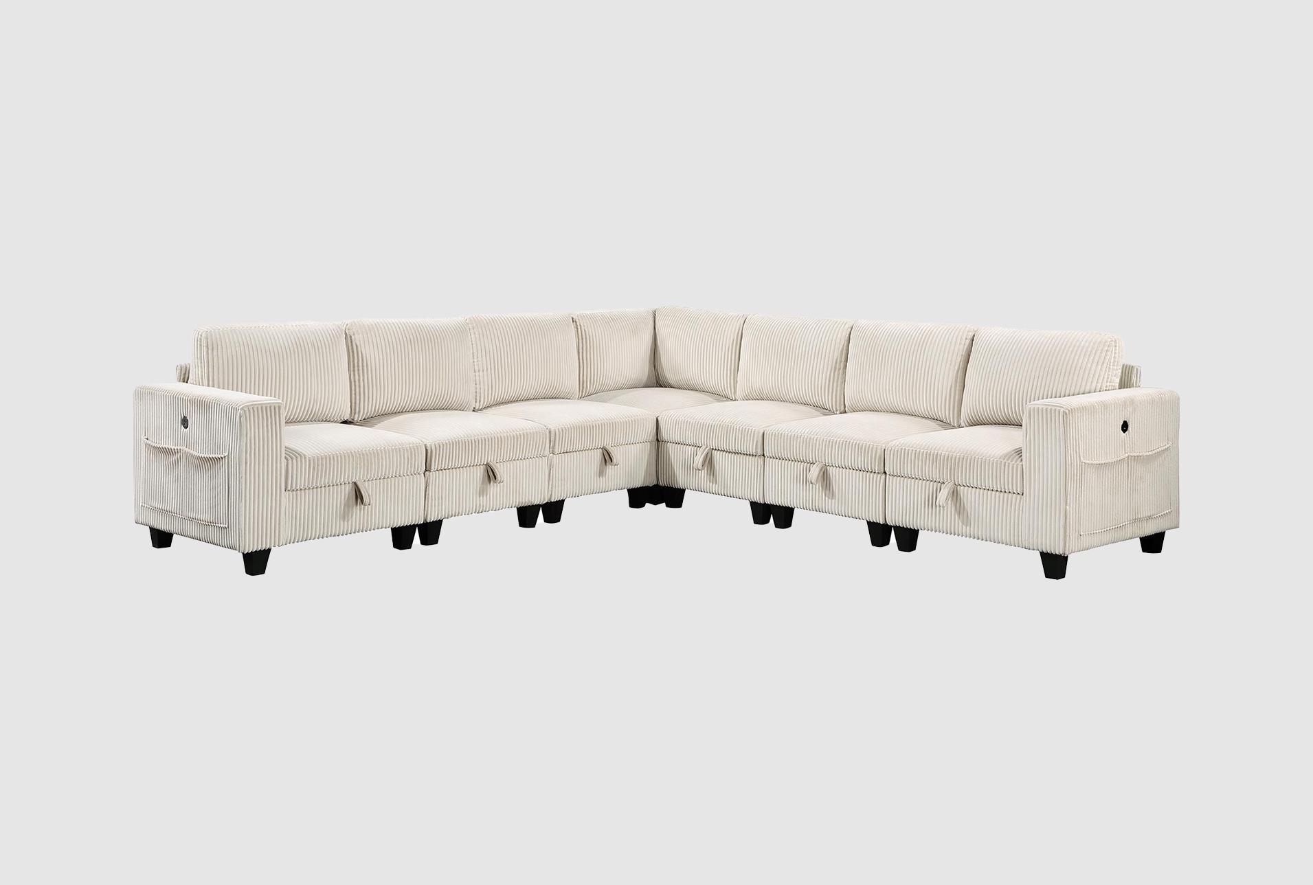 radnor beige 7-piece sectional with storage storage pouches and usb charging ports 1 radnor beige 7-piece sectional with storage storage pouches and usb charging ports