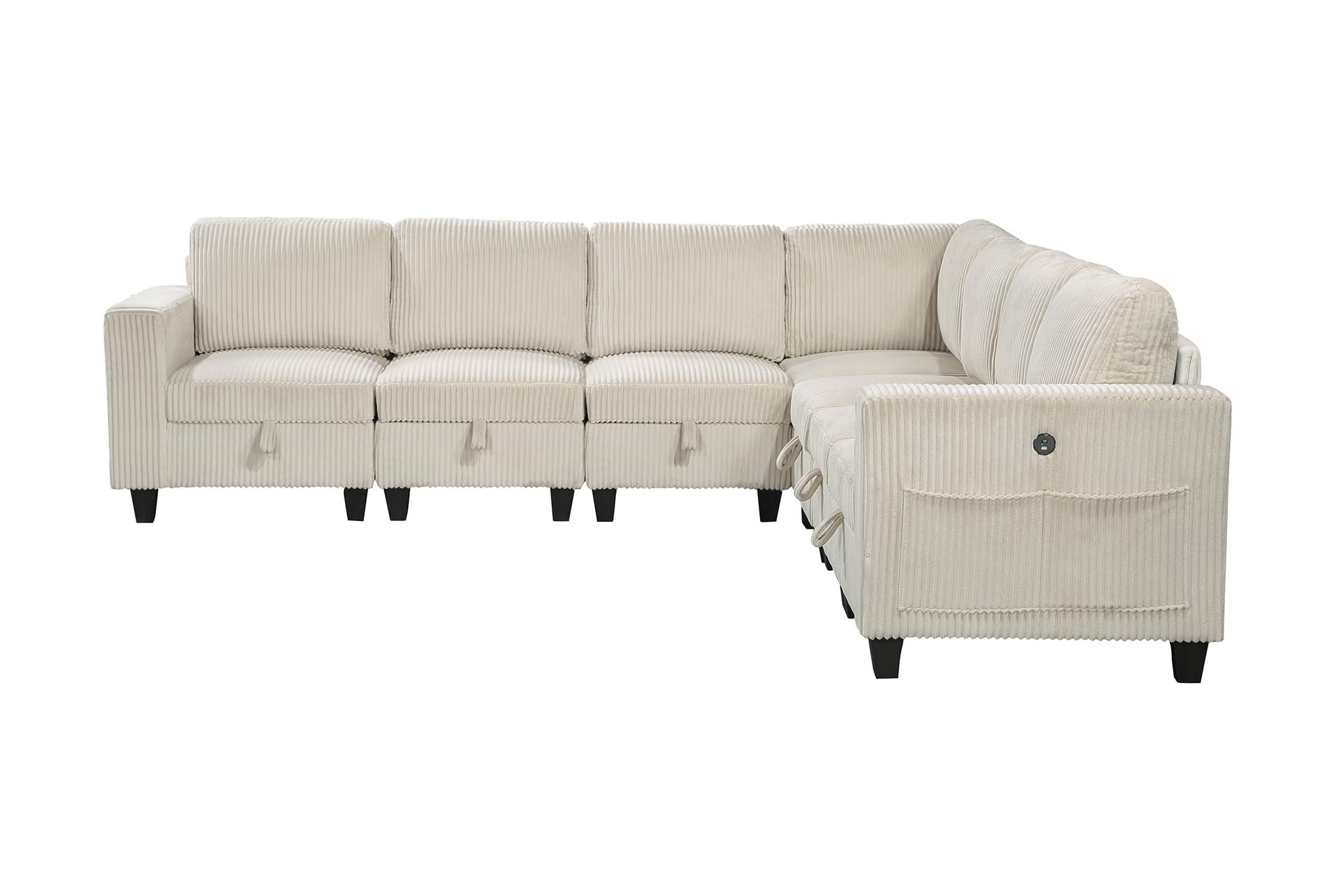 radnor beige 7-piece sectional with storage storage pouches and usb charging ports 9 radnor beige 7-piece sectional with storage storage pouches and usb charging ports