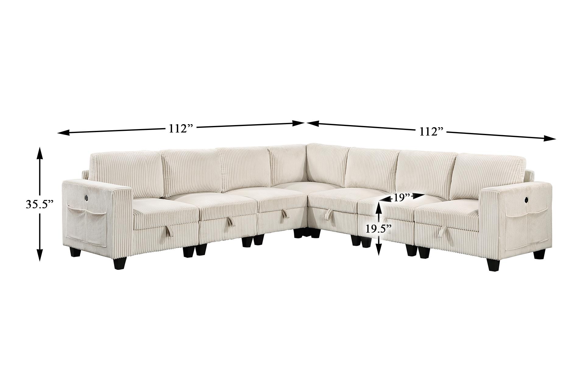radnor beige 7-piece sectional with storage storage pouches and usb charging ports 12 radnor beige 7-piece sectional with storage storage pouches and usb charging ports
