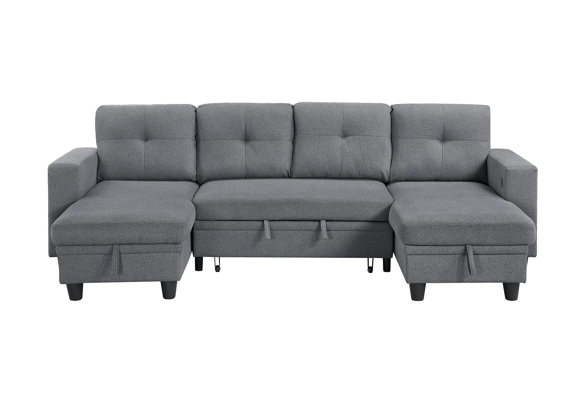 dwyer grey sectional with two chaises pull-out bed shelves and charging ports 15 dwyer grey sectional with two chaises pull-out bed shelves and charging ports