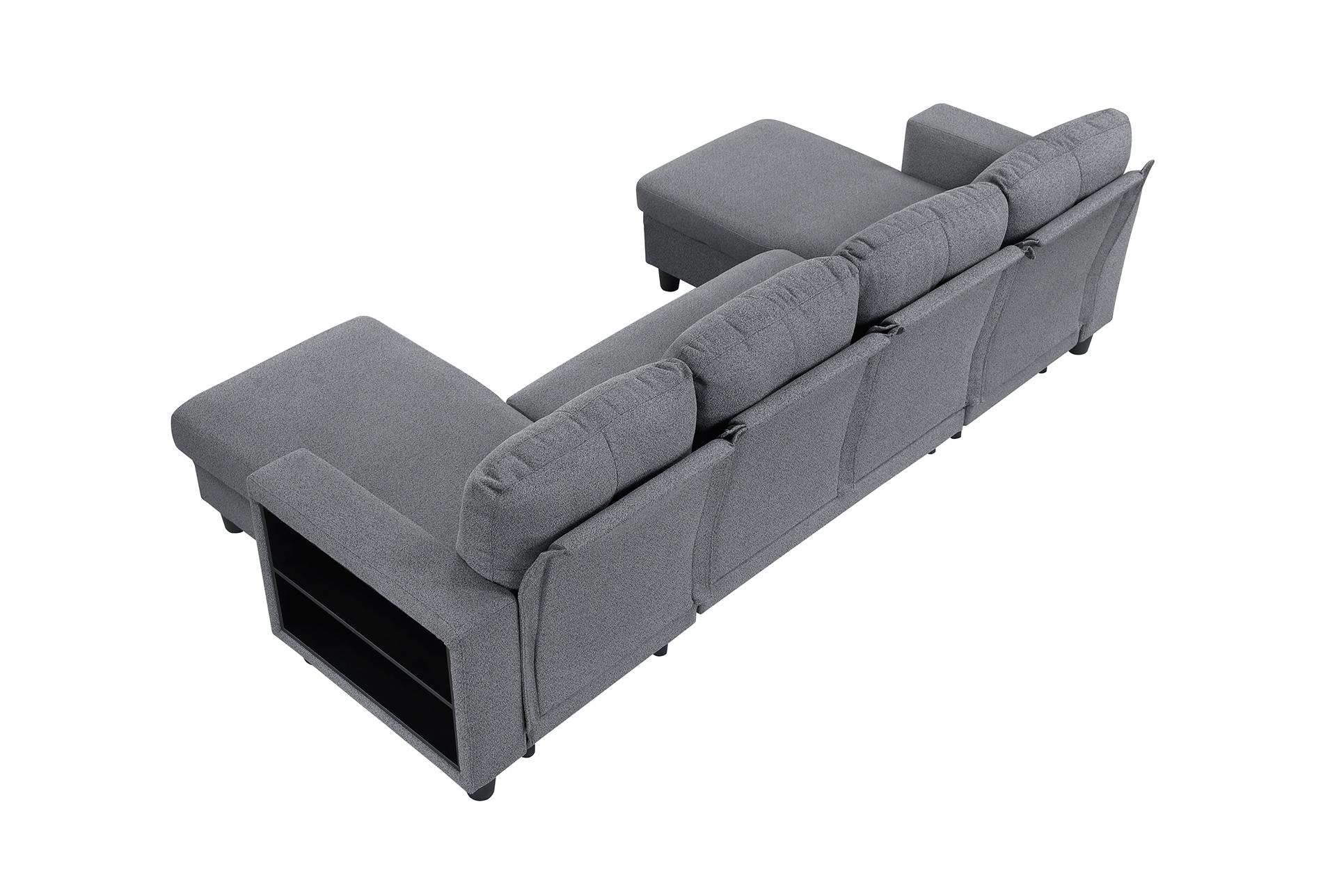 dwyer grey sectional with two chaises pull-out bed shelves and charging ports 16 dwyer grey sectional with two chaises pull-out bed shelves and charging ports