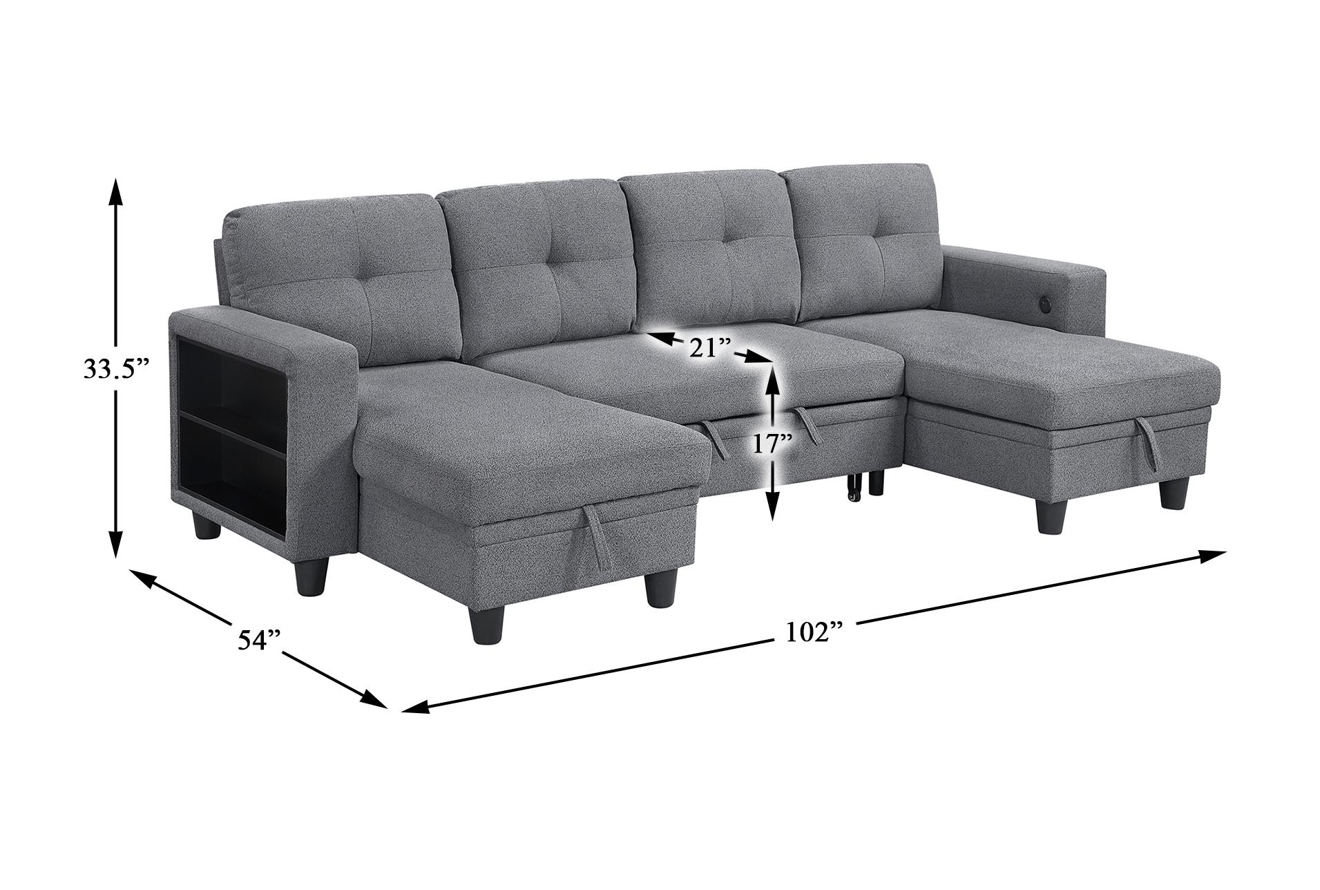dwyer grey sectional with two chaises pull-out bed shelves and charging ports 19 dwyer grey sectional with two chaises pull-out bed shelves and charging ports