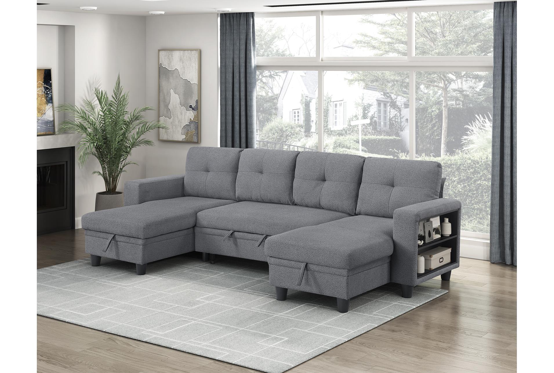 dwyer grey sectional with two chaises pull-out bed shelves and charging ports 22 dwyer grey sectional with two chaises pull-out bed shelves and charging ports