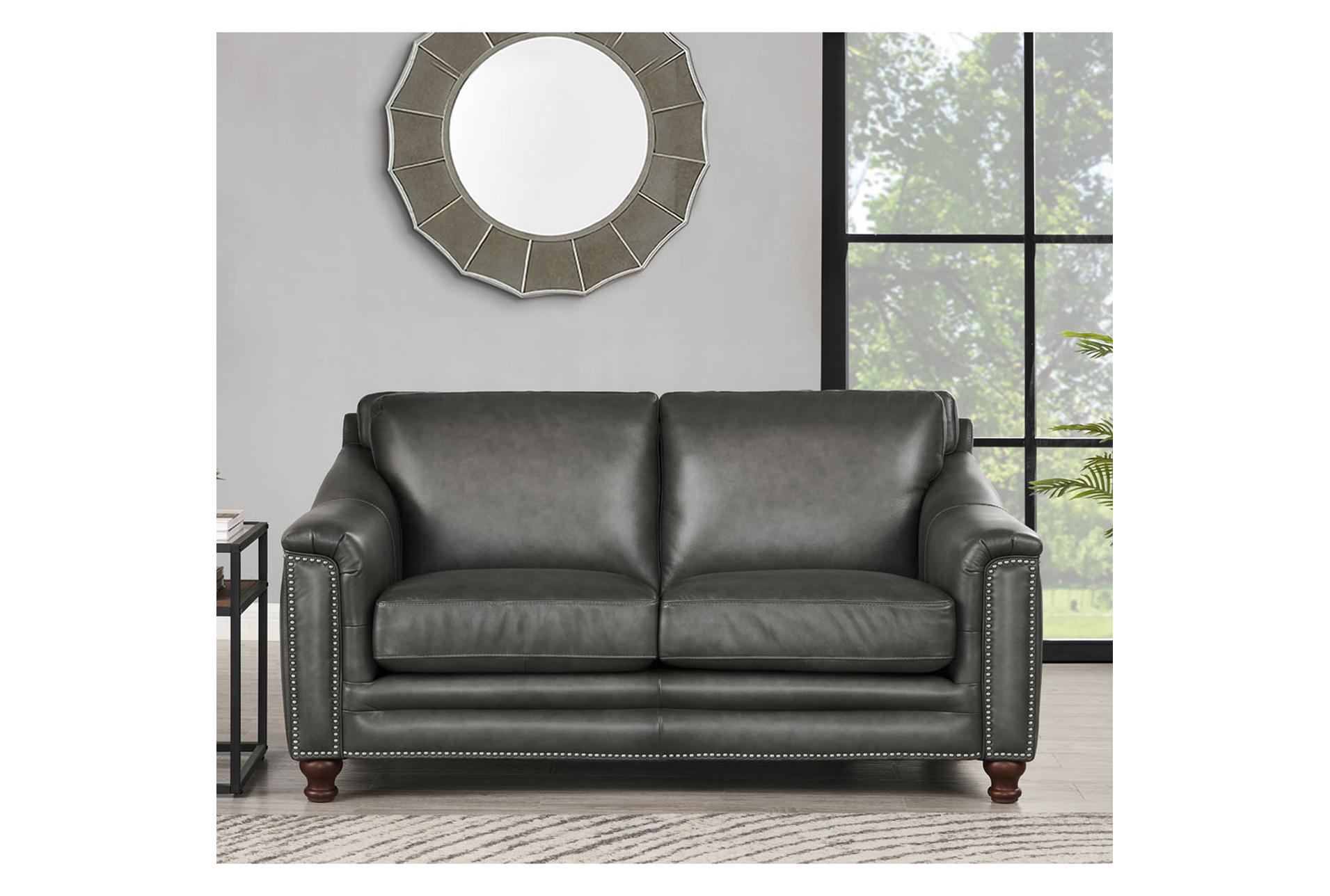 nora dark grey top grain leather loveseat 11 nora dark grey top grain leather loveseat