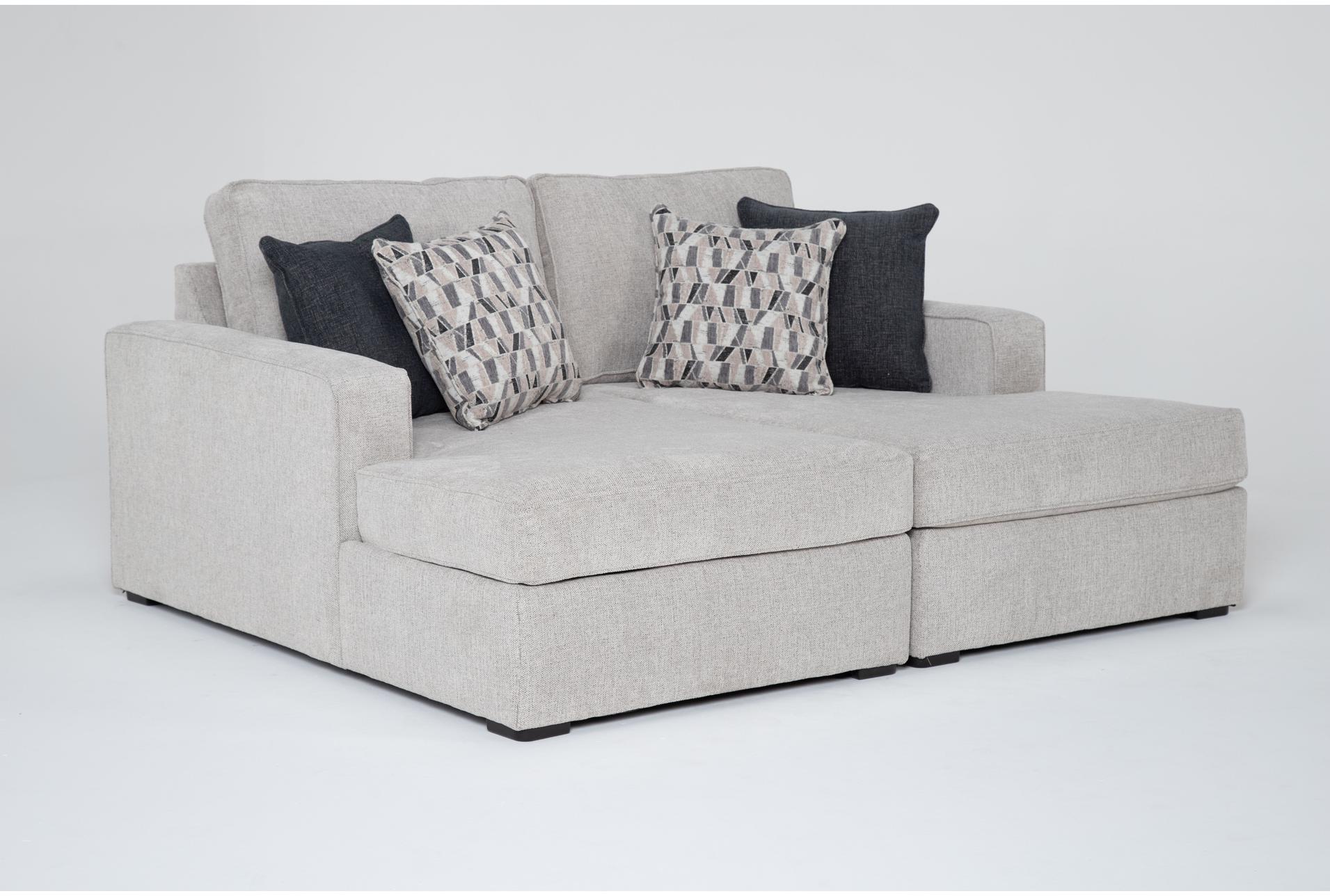 monterey beach beige grey fabric 76" double chaise lounge