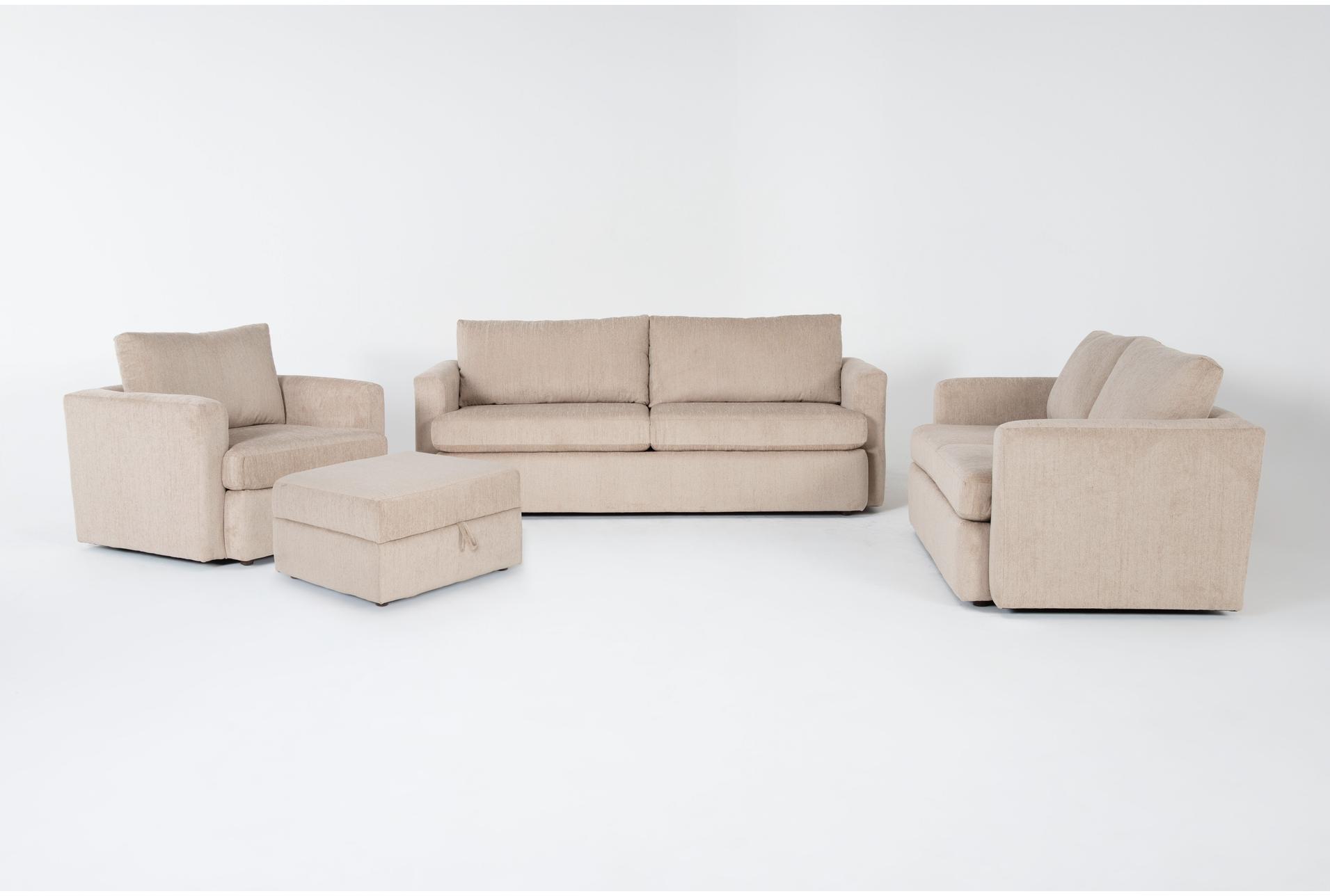 basil putty beige fabric 4 piece sofa love arm chair & ottoman set 1 basil putty beige fabric 4 piece sofa love arm chair & ottoman set