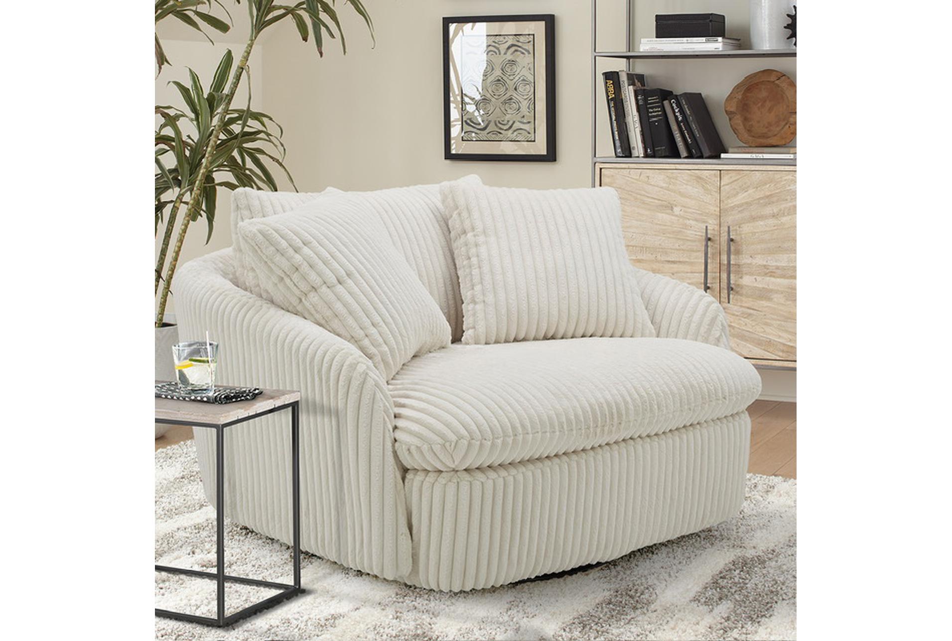 grande ivory white fabric curved swivel cuddler chair with 2 toss pillows | sets | solid | high performance fabric 8 grande ivory white fabric curved swivel cuddler chair with 2 toss pillows | sets | solid | high performance fabric