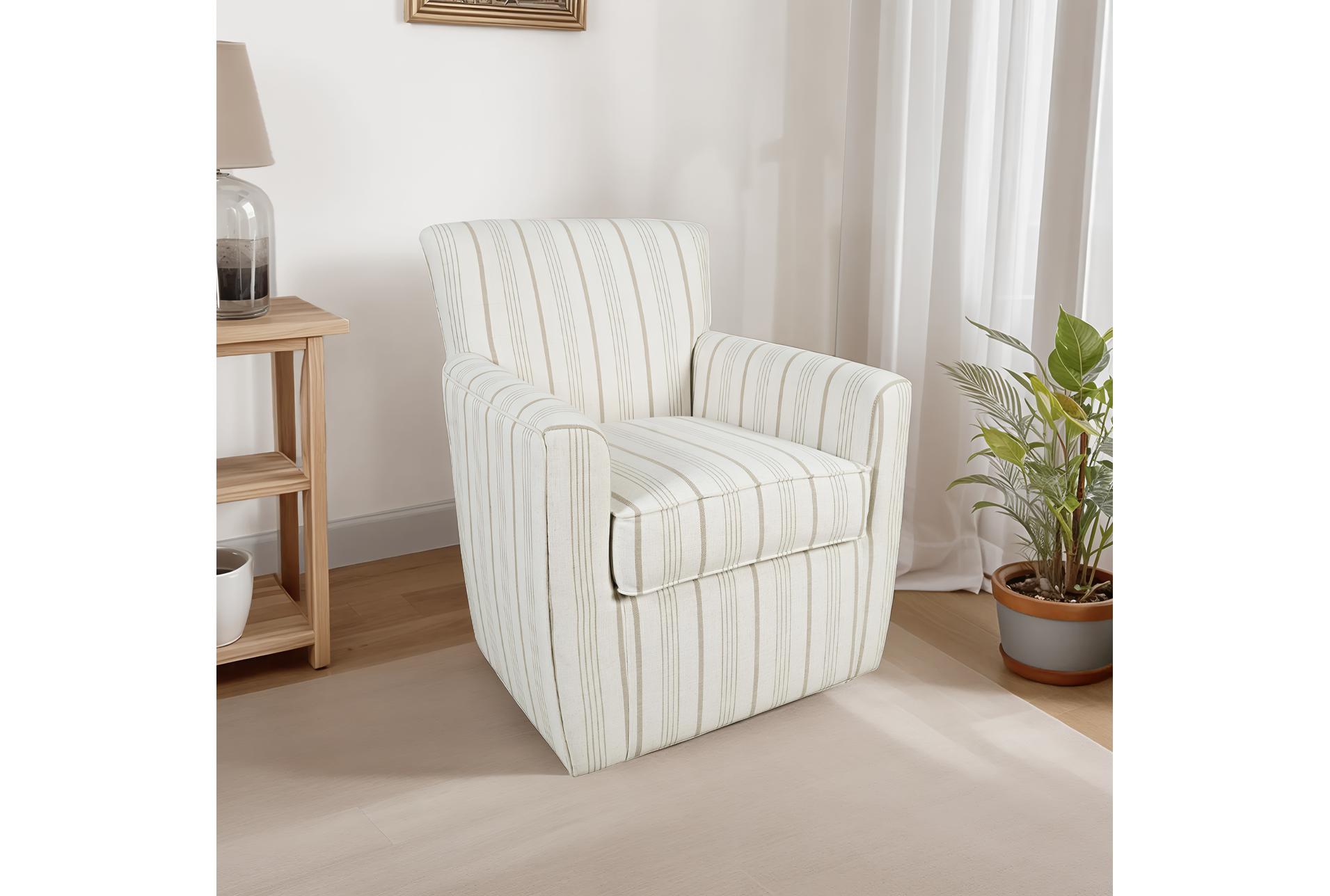 claire beige white fabric swivel accent arm chair | stripe | club | with arms | armchair 4 claire beige white fabric swivel accent arm chair | stripe | club | with arms | armchair