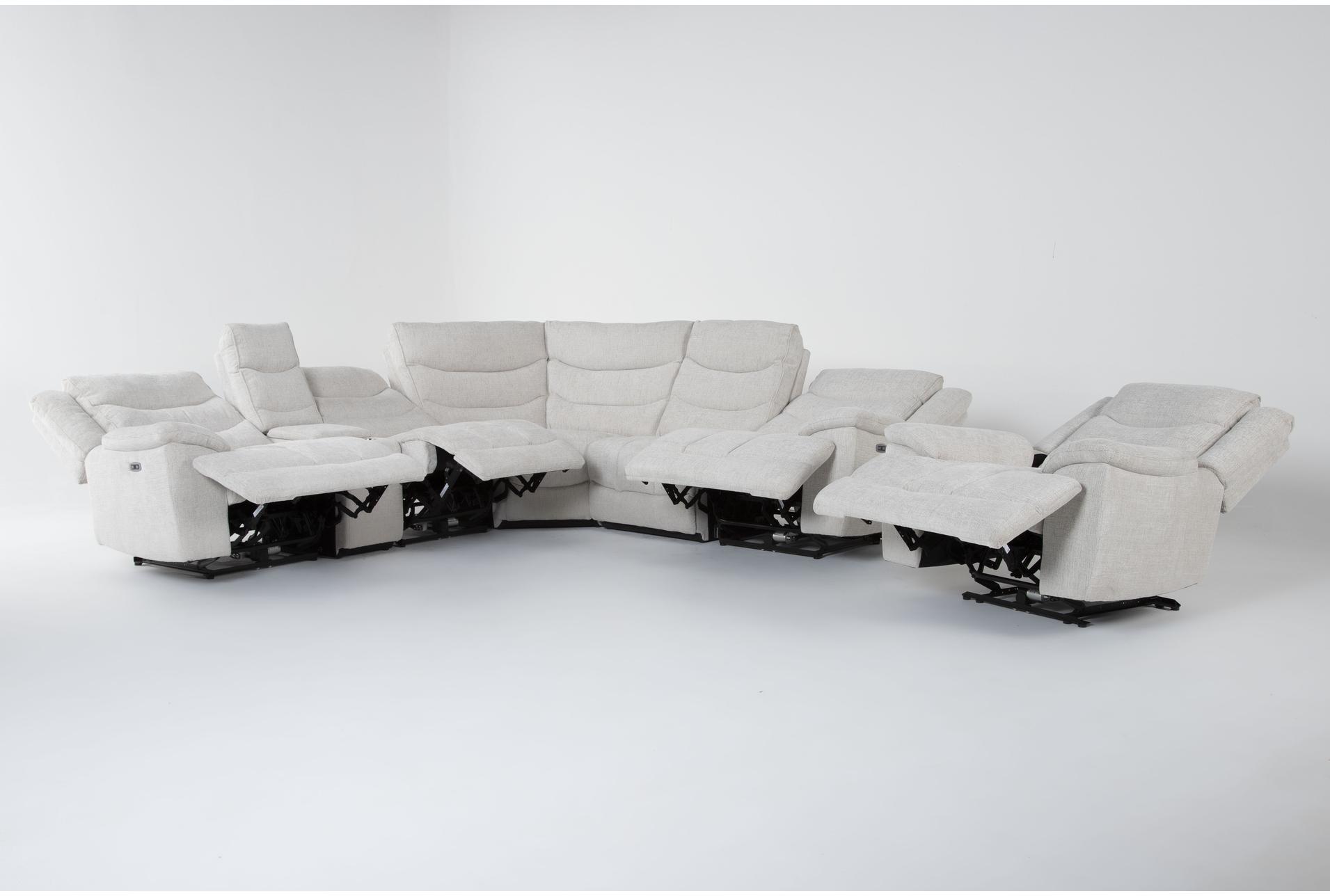 cruz ecru beige 112" 6 piece power reclining l-shaped modular sectional & recliner set with storage cupholders & usb | fabric | reversible 10 cruz ecru beige 112" 6 piece power reclining l-shaped modular sectional & recliner set with storage cupholders & usb | fabric | reversible