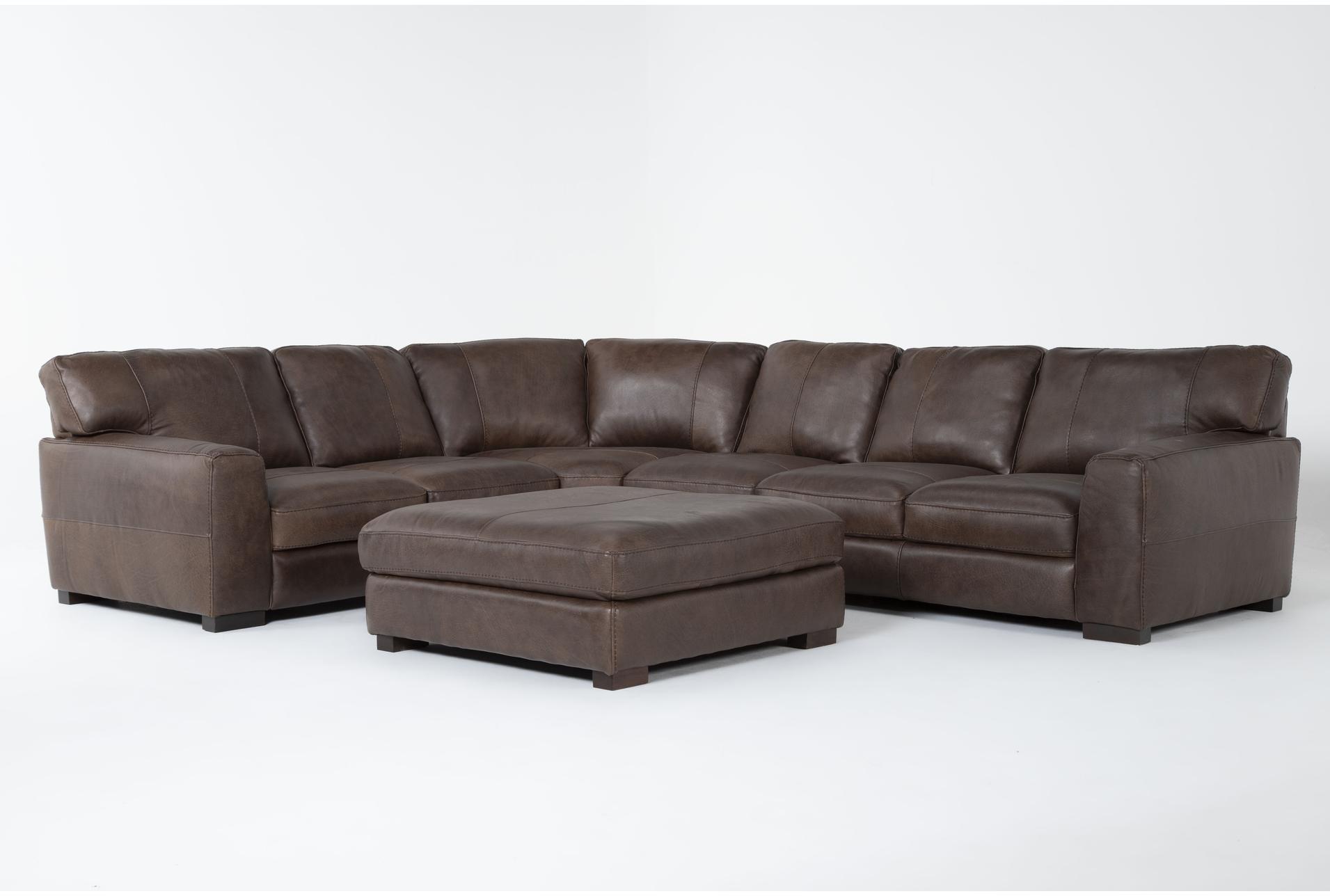 benjamin brown 100% top grain italian leather 138" 4 piece l-shaped modular sectional and cocktail ottoman | reversible 1 benjamin brown 100% top grain italian leather 138" 4 piece l-shaped modular sectional and cocktail ottoman | reversible