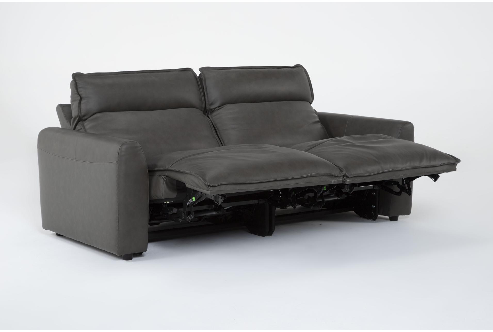 trenton graphite leather 2 piece power reclining modular loveseat with power headrest 13 trenton graphite leather 2 piece power reclining modular loveseat with power headrest