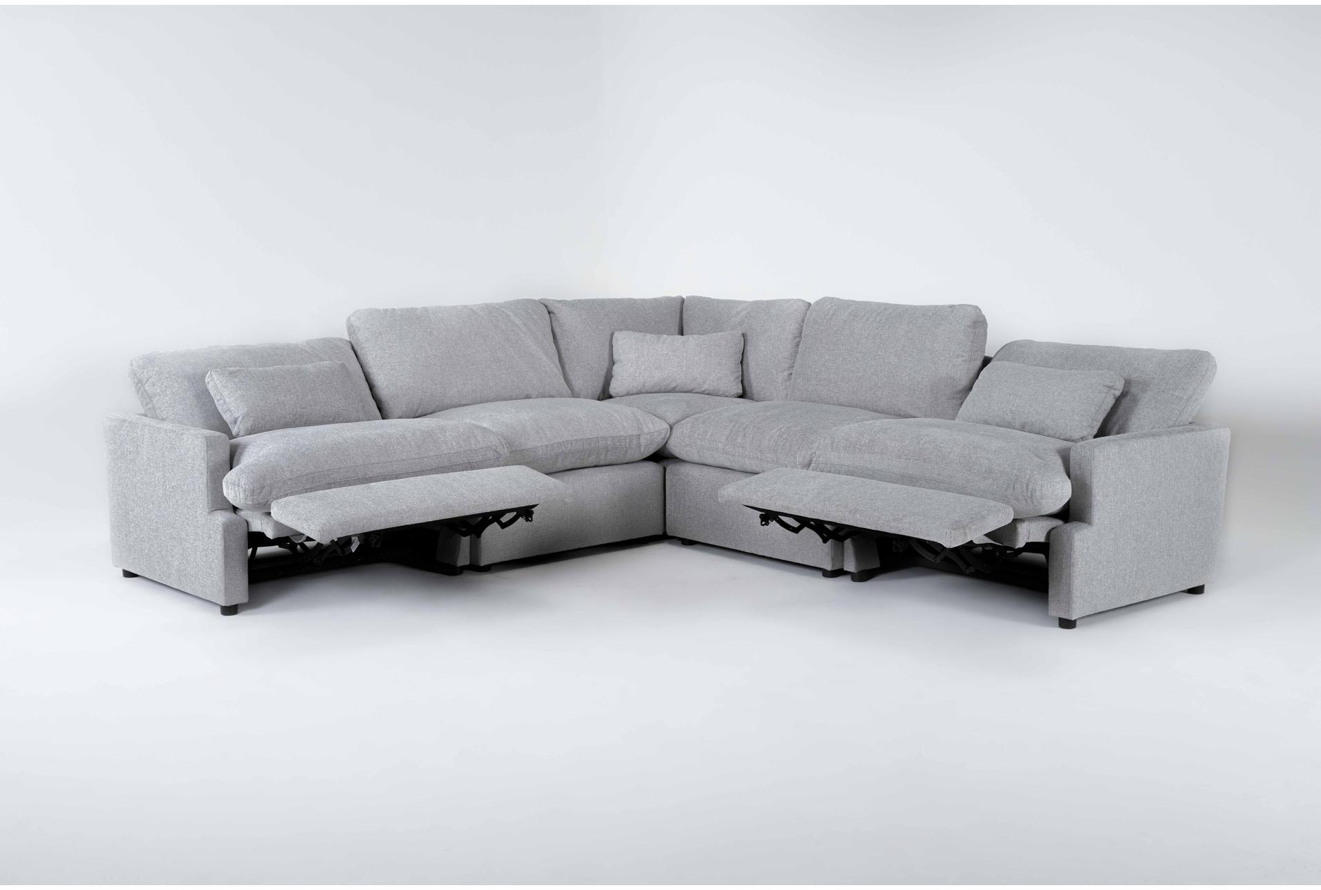 jolene silver grey 120" 5 piece power reclining l-shaped modular sectional with 2 power recliners & usb 10 jolene silver grey 120" 5 piece power reclining l-shaped modular sectional with 2 power recliners & usb