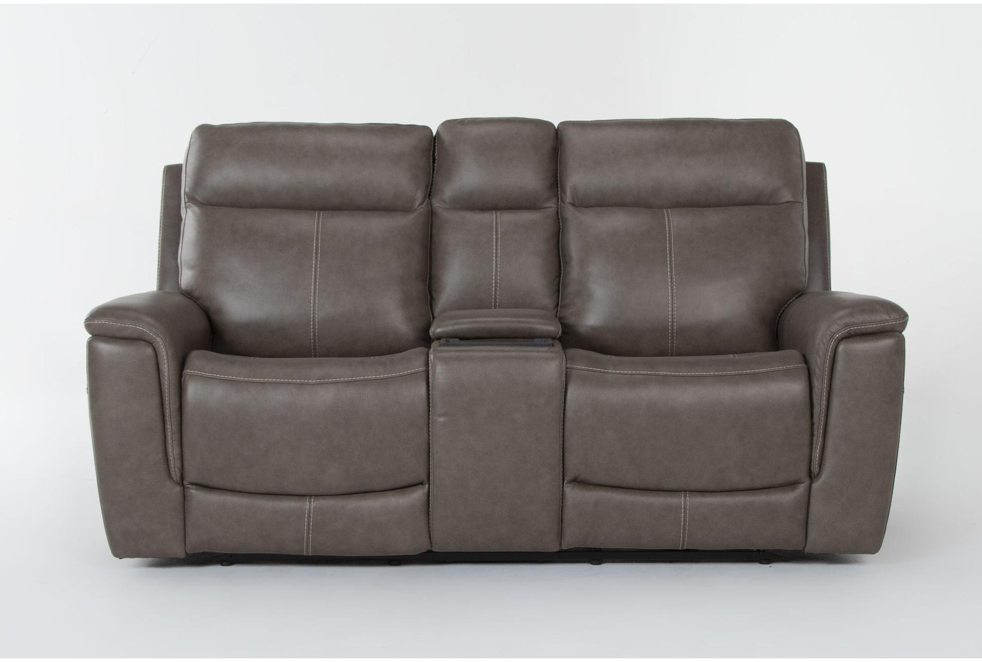 dylan dark taupe leather 78" flexsteel power zero gravity reclining console loveseat with power headrest wireless charging & usb 1 dylan dark taupe leather 78" flexsteel power zero gravity reclining console loveseat with power headrest wireless charging & usb