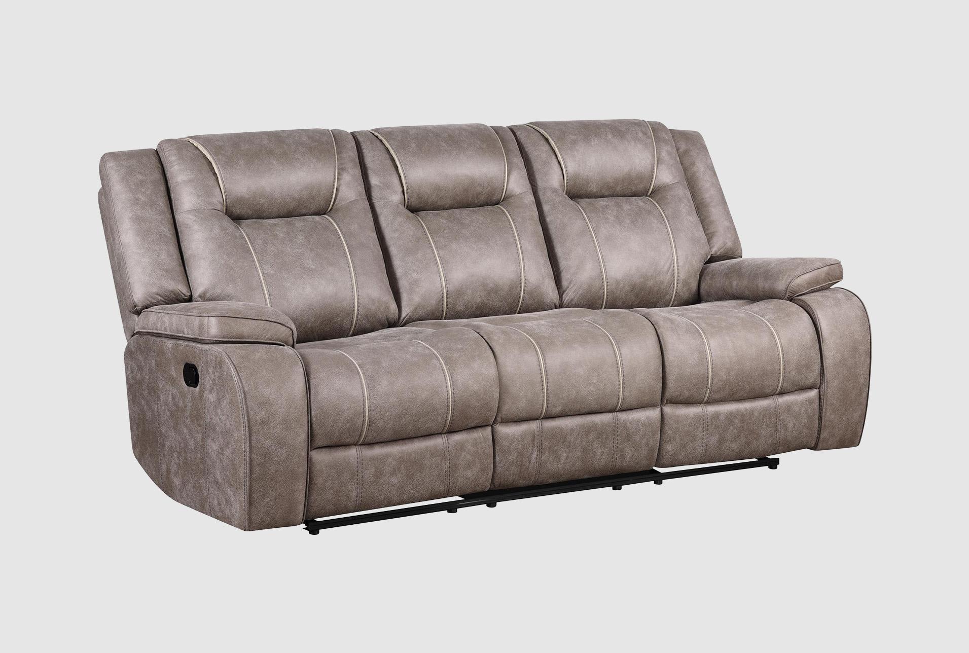 acton taupe  polyester 88" manual reclining sofa