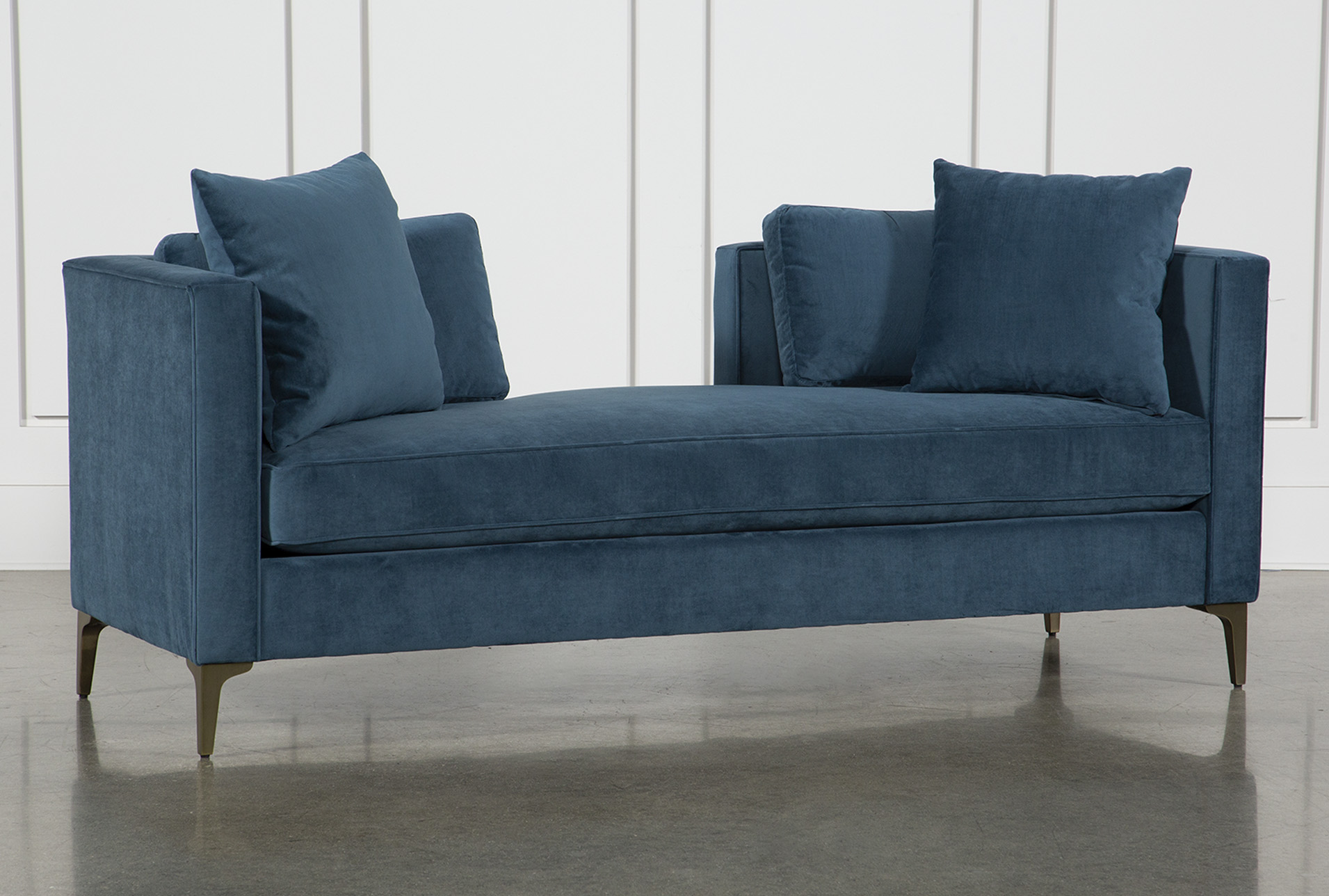 brooklyn blue velvet performance fabric 80"  chaise lounge