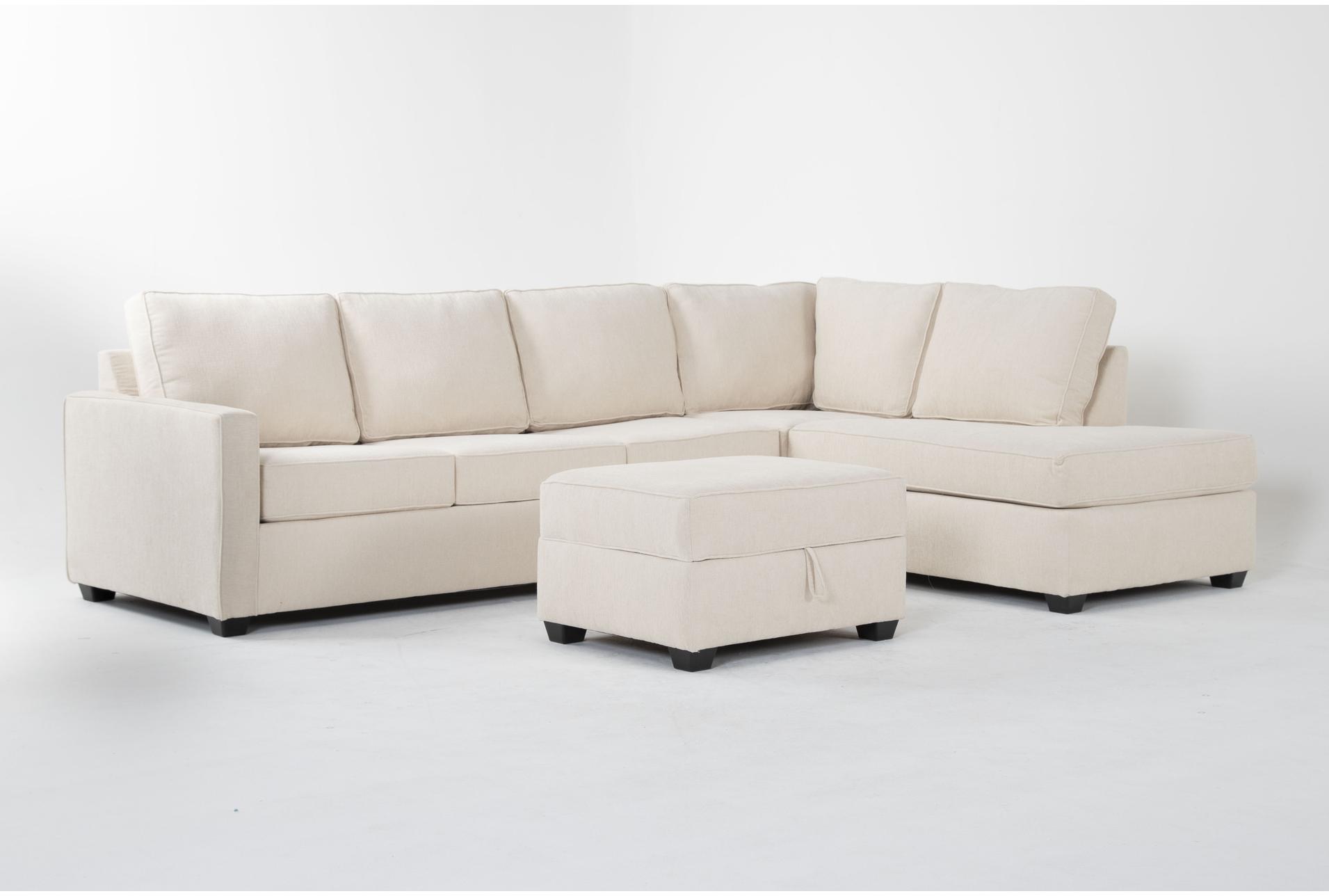 mathers cream beige white fabric 125" 2 piece l-shaped sectional with left arm facing sofa + right arm facing corner chaise & ottoman 1 mathers cream beige white fabric 125" 2 piece l-shaped sectional with left arm facing sofa + right arm facing corner chaise & ottoman
