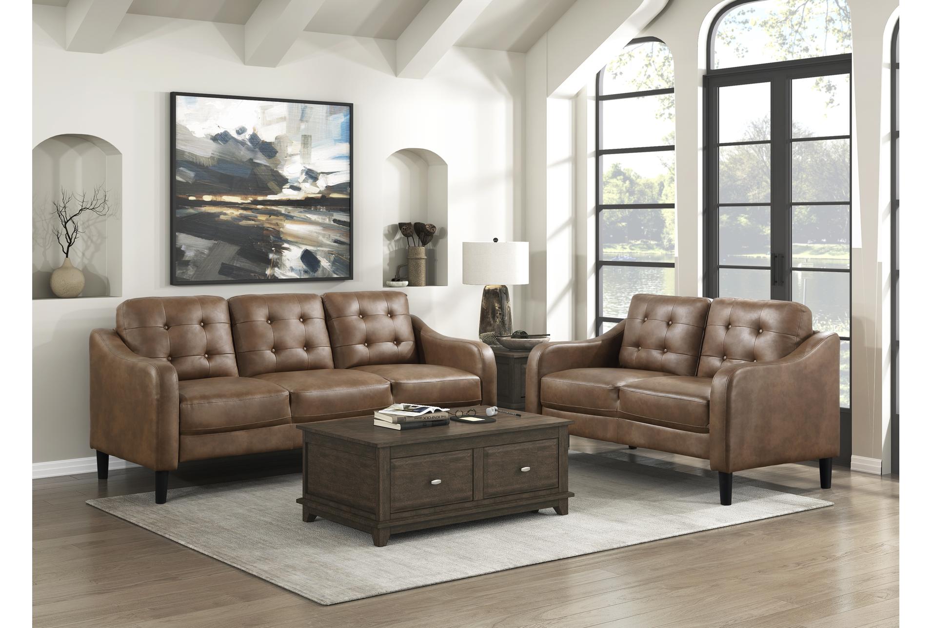palmyra brown fabric 54" loveseat | tufted 14 palmyra brown fabric 54" loveseat | tufted